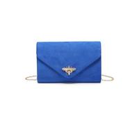 Kitise Women's Fashion V envelope Bee Clasp Faux Suede Clutch Handbag Evening Purse Bag With Chain Strap-ROYAL BLUE