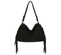 Kitise Women's Faux Suede Fringed Hobo Braided Shoulder Crossbody Bag in Black