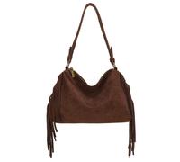 Kitise Women's Faux Suede Fringed Hobo Braided Shoulder Crossbody Bag in Dark Brown Kitise Dark Brown One Size