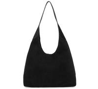 Kitise Women's Faux Suede Large Slouchy Soft Spacious Tote Handbag in Black