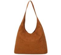 Kitise Women's Faux Suede Large Slouchy Soft Spacious Tote Handbag in Brown