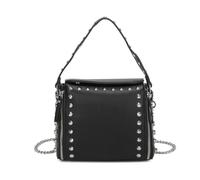 Kitise Women's Flap Zip Closure Studded Crossbody Handbag in Black