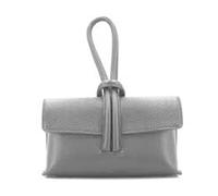 Kitise Women's Flat Tie Bright Colour Made In Italy Fashion Genuine Leather Small Lightweight Across body Clutch Bag Shoulder Handbag-LIGHT GREY
