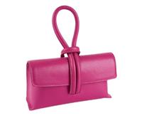 Kitise Women's Flat Tie Bright Colour Made In Italy Fashion Genuine Leather Small Lightweight Across body Clutch Bag Shoulder Handbag-FUCHSIA