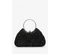 Kitise Women's Floral Beading Embroidered Round Handle Evening Bag in Black