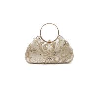 Kitise Women's Floral Beading Embroidered Round Handle Evening Bag in Gold Kitise Gold One Size
