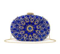 Kitise Women's Floral Diamante Oval Evening Party Clutch Bag in Blue Kitise Blue One Size