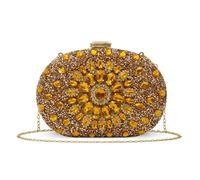 Kitise Women's Floral Diamante Oval Evening Party Clutch Bag in Orange