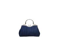 Kitise Women's Floral Handle Pleated Satin Evening Clutch Bag in Navy