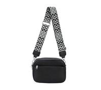 Kitise Women's Front Zip Canvas Strap Dual Compartments PU Leather Crossbody Bag in Black Kitise Black One Size