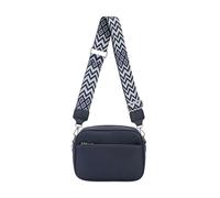 Kitise Women's Front Zip Canvas Strap Dual Compartments PU Leather Crossbody Bag in Blue Kitise Blue One Size