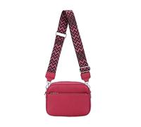 Kitise Women's Front Zip Canvas Strap Dual Compartments PU Leather Crossbody Bag in Fuchsia Kitise Fuchsia One Size