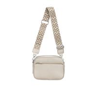 Kitise Women's Front Zip Canvas Strap Dual Compartments PU Leather Crossbody Bag in Silver Kitise Silver One Size