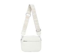 Kitise Women's Front Zip Canvas Strap Dual Compartments PU Leather Crossbody Bag in White Kitise White One Size
