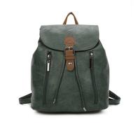 Kitise Women's Front Zip Detail Faux Leather Drawstring Backpack Bag in Dark Green Kitise Dark Green