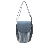 Kitise Women's Fuax Suede Fringe Tassel Studded Crossbody Shoulder Bag in Blue