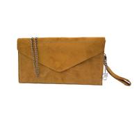 Kitise Women's Genuine Italian Suede Envelope Style Cluth Bag Purse Flat Messenger Handbag in Camel Kitise Camel One Size