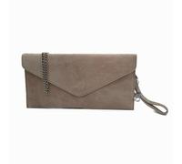Kitise Women's Genuine Italian Suede Envelope Style Cluth Bag Purse Flat Messenger Handbag in Khaki