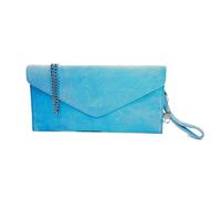 Kitise Women's Genuine Italian Suede Envelope Style Cluth Bag Purse Flat Messenger Handbag in Light Blue