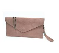 Kitise Women's Genuine Italian Suede Envelope Style Cluth Bag Purse Flat Messenger Handbag in Pink Kitise Pink One Size