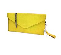 Kitise Women's Genuine Italian Suede Envelope Style Cluth Bag Purse Flat Messenger Handbag in Yellow Kitise Yellow One Size