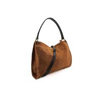 Kitise Women's Genuine Italian Suede Leather Stylish Small Shoulder Bag With Detachable Strap in Brown
