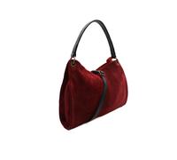 Kitise Women's Genuine Italian Suede Leather Stylish Small Shoulder Bag With Detachable Strap in Burgundy Kitise Burgundy One Size