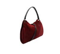 Kitise Women's Genuine Italian Suede Leather Stylish Small Shoulder Bag With Detachable Strap in Burgundy