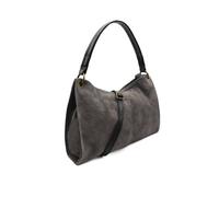 Kitise Women's Genuine Italian Suede Leather Stylish Small Shoulder Bag With Detachable Strap in Dark Grey