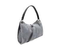Kitise Women's Genuine Italian Suede Leather Stylish Small Shoulder Bag With Detachable Strap in Light Grey