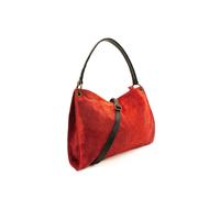 Kitise Women's Genuine Italian Suede Leather Stylish Small Shoulder Bag With Detachable Strap in Orange