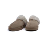 Kitise Women's Genuine Sheepskin Mule Slippers Luxurious Wool Lined Scuff in Nude | Size: 5
