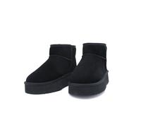 Kitise Women's Genuine Suede Leather Flatform Comfort Ankle Boots in Black | Size: 5