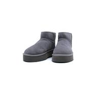 Kitise Women's Genuine Suede Leather Flatform Comfort Ankle Boots in Grey | Size: 5
