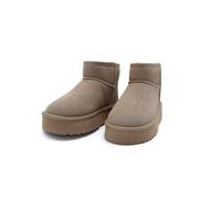 Kitise Women's Genuine Suede Leather Flatform Comfort Ankle Boots in Nude | Size: 3