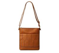Kitise Women's Geometric Fuax Leather Double Compartments Crossbody Bag in Brown