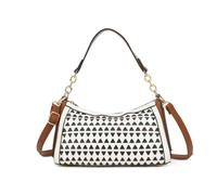 Kitise Women's Geometric Textured Small Crossbody Hobo Shoulder Bag in White