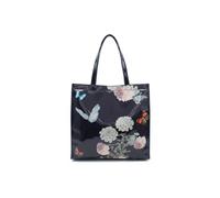 Kitise Women's Glossy Floral Butterfly Patent PU Leather Tote Shoulder Bag in Blue