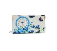 Kitise Women's Glossy Patent PU Leather Floral Butterfly Multi Pockets Wallet Purse in Beige Kitise Beige One Size