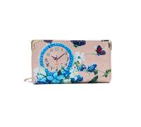 Kitise Women's Glossy Patent PU Leather Floral Butterfly Multi Pockets Wallet Purse in Pink