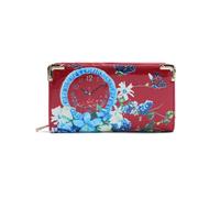 Kitise Women's Glossy Patent PU Leather Floral Butterfly Multi Pockets Wallet Purse in Red