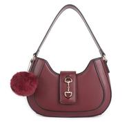 Kitise Women's Half Moon Faux Leather Pom Pom Charm Shoulder Bag in Red Kitise Red One Size