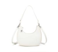 Kitise Women's Half Moon Silver Bucklet Detail Top Handle Shoulder Handbag in White