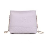 Kitise Women's Half Quilted Synthetic Leather Chain Strap Shoulder Bag in Purple