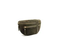 Kitise Women's Italian Genuine Suede Sling Crossbody Bag With Front Pockets in Dark Green