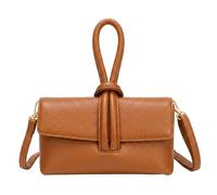 Kitise Women's Knotted Loop Top Handle Mini Crossbody Clutch Handbag in Brown
