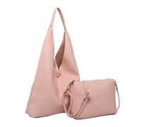 Kitise Women's Large 2in1 Hobo Slouch Tote PU Leather Handbag With Roomy purse in Pink
