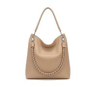 Kitise Women's Large Braided Shoulder Bag with Crossbody Pouch in Light Brown