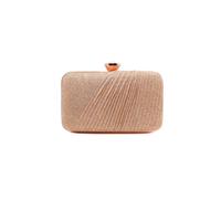 Kitise Women's Large Diamanti Clasp Half Pleated Clutch Evening Bag in Rose Gold