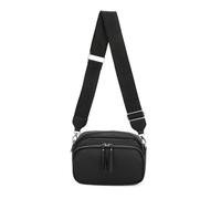 Kitise Women's Large Front Zip Small Camera Crossbody Bag Wide Canvas Strap in Black